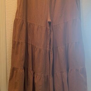Women's Tan Tiered pants with pockets xxl gauze linen